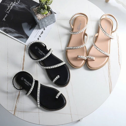 Wedding Shoes/ Blue Sandals/ Bridal Pearl Sandals/beach - Etsy