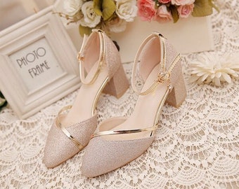 sparkly rose gold heels