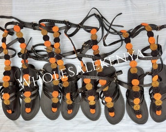 Wholesale Sandals, 20 Pairs Sandals, Wholesale Gladiators, Masai Sandals, African Sandals, Female Sandals,  Leather Sandals, Beaded Sandals,