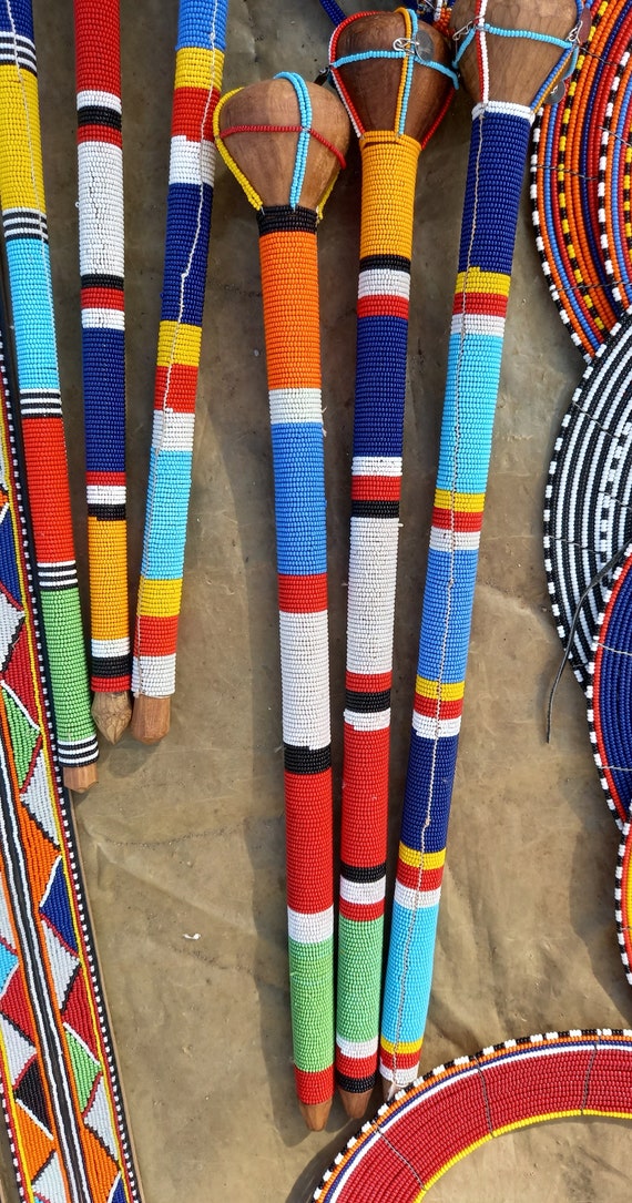 Maasai Walking Stick , Beaded Talking Stick , Maasai Rungu , Gift