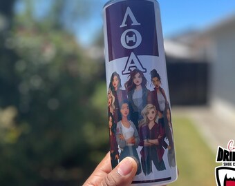 Lambda Theta Alpha Tumbler Glitter Finish 1975 LTA Skinny Tumbler 20 oz Drinkware Cup, Birthday, Wedding Gift Tumbler with Lid and Straw
