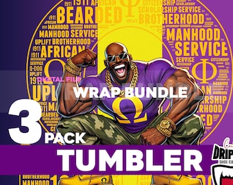 Omega Psi Phi Tumbler Wrap Bruhz 1911 Ques Design Fraternity Colorful 20oz Skinny Afro American Sublimation PNG  Digital Design Set