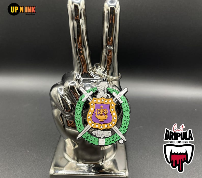 Omega Psi Phi Shield Keychain PVC 1911 Gift for Him Crossing ...