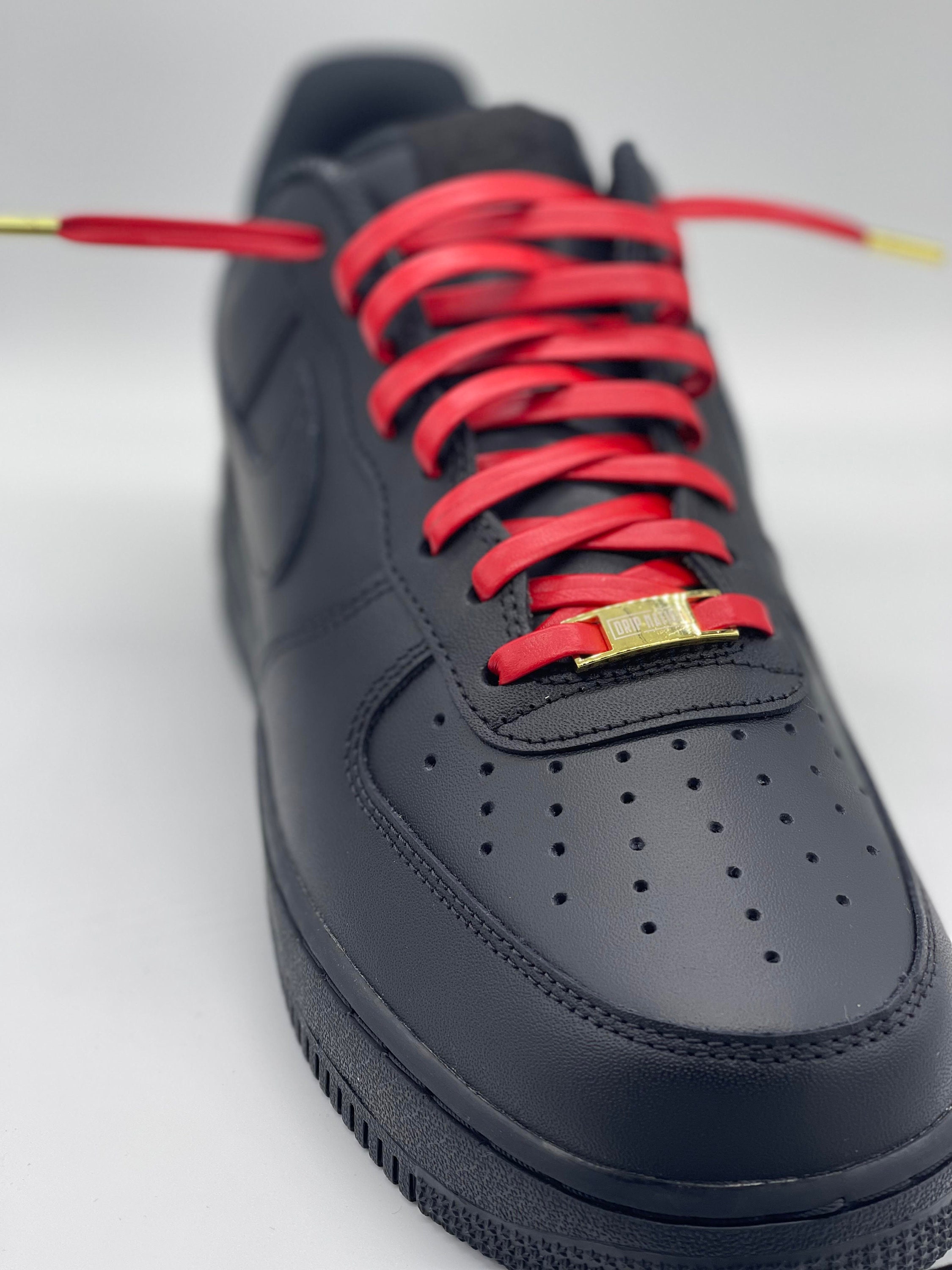 Leather Laces Luxurious Red With Gold Tips - Count Dripula Custom Shoe ...