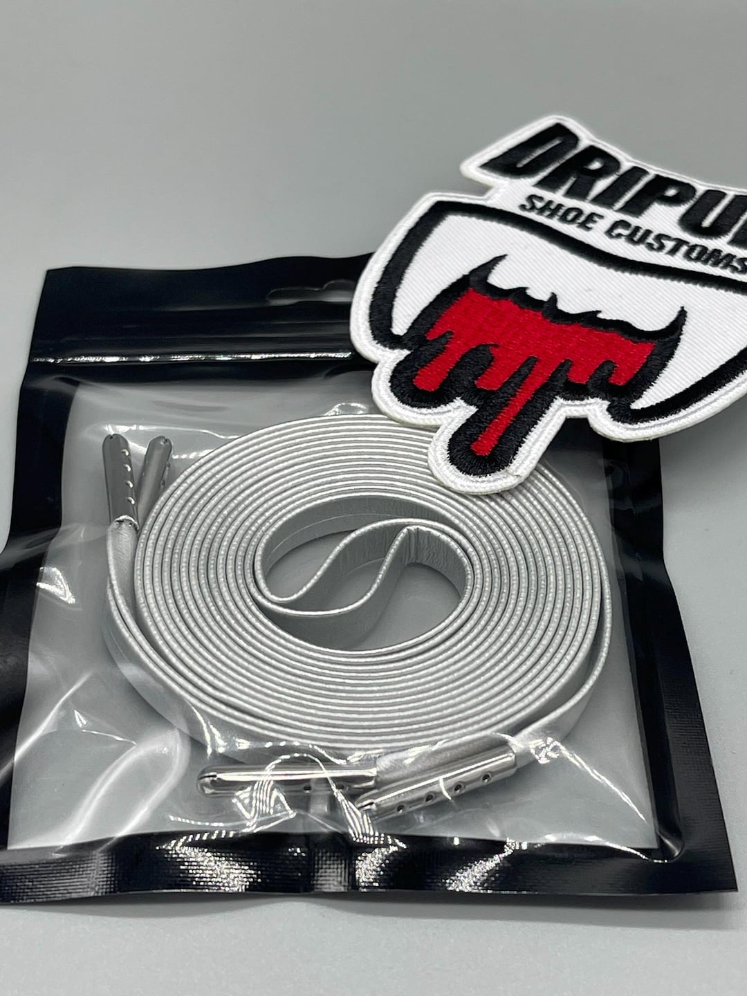 Leather Laces Luxurious Silver With Silver Tips - Count Dripula Custom ...