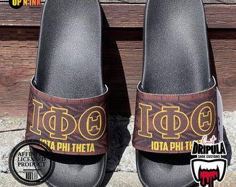 Iota Phi Theta Slides Gift For Him Centaurs Gift Thetaman ΙΦΘ 1963 Fraternity Custom Father's Day Slide Footwear Flip Flops Sneakers