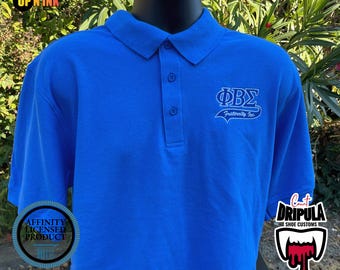 Phi Beta Sigma Royal Blue Polo Shield Embroidered Shirt Sigma HBCU Crest Men's Probate Father's Day College Crossing Gift