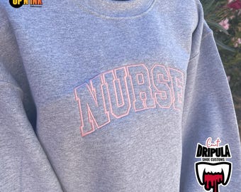 Nurse Embroidered Sweatshirt Multicolored Options Nursing Sweater