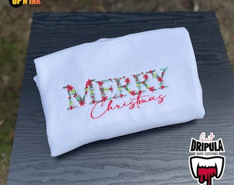 Merry Christmas Sweatshirt Embroidery  Crewneck Gift Christmas Birthday Holiday Season Gift For Her Gift Ideas Tshirt