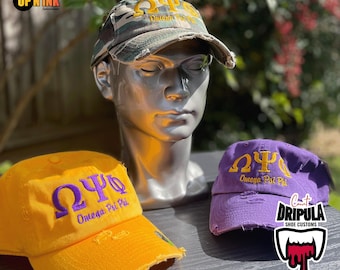 Omega Psi Phi Hat Distressed Baseball Cap Ques Bruhz 1911  Fraternity Custom ΩΨΦ  Dad Cap Embroidered Friendship is Essential to the Soul