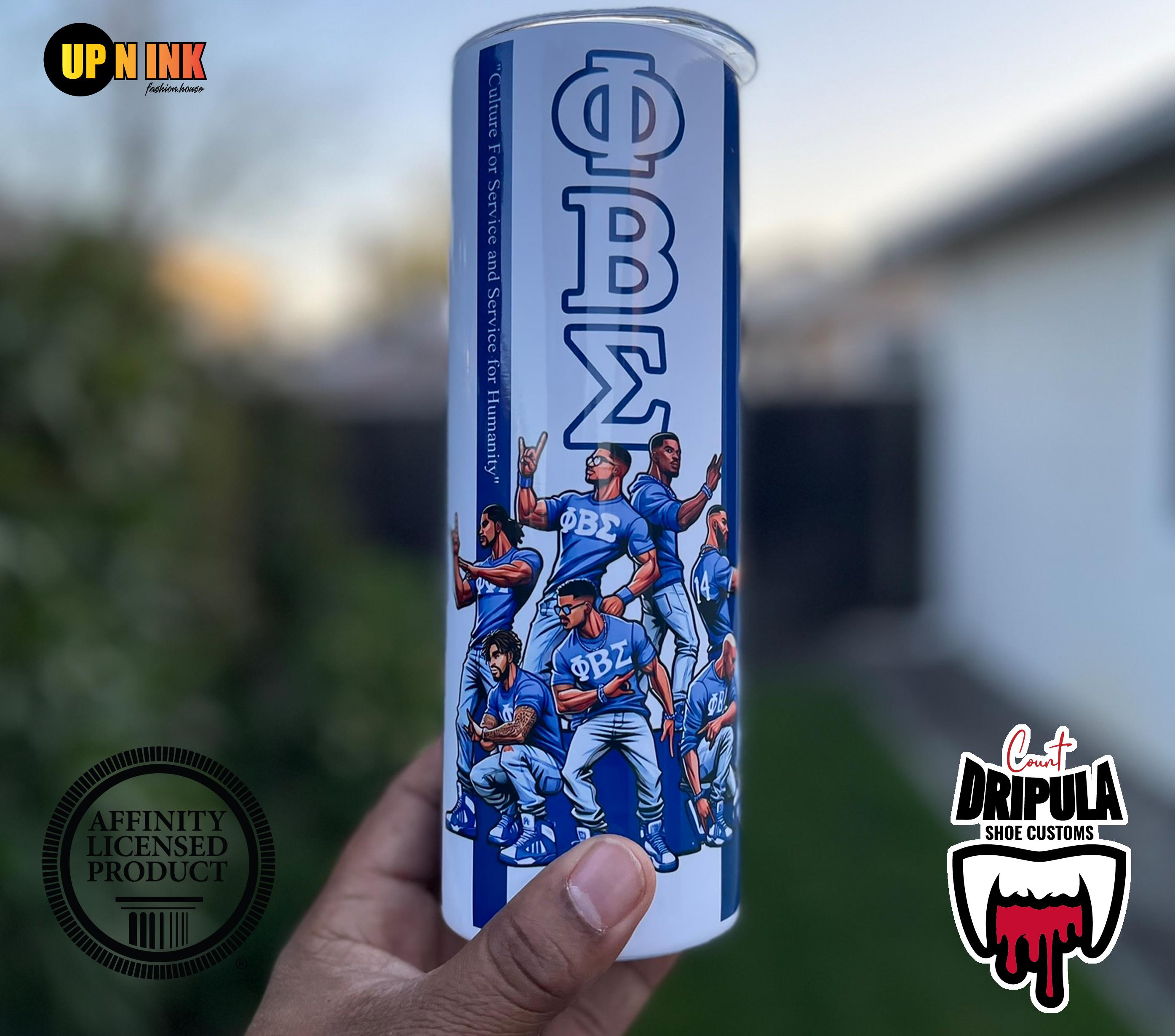 Phi Beta Sigma Tumbler 1914 GOMAB Personalized 20 oz Custom  Cup Skinny Tumbler, Gift For Him, Birthday, Wedding Gift with Lid and Straw