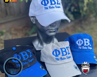 Phi Beta Sigma Hat Gift For Him Father's Day 1914 Distressed Cap Fraternity Custom ΦΒΣ Dad Cap Divine 9 Embroidered Cap Fire & Brimstone