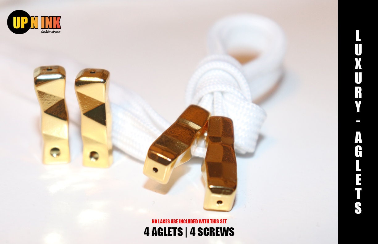 Metal Aglets Shoelace Tips Set of 4 and Screws Includes Screwdriver Black