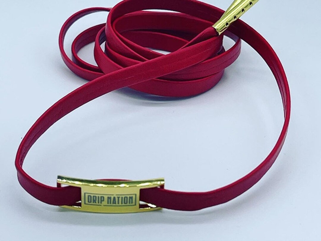 Leather Laces Luxurious Red With Gold Tips - Count Dripula Custom Shoe ...