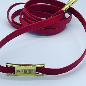 Leather Laces Luxurious Red With Gold Tips - Count Dripula Custom Shoe Accessories - 45 Inches