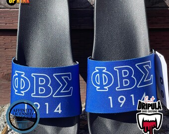 Phi Beta Sigma Unique Personalized Slides Gift For Him Father's Day Footwear Flip Flops GOMAB Slide ΦΒΣ 1914 Fraternity Custom ΦΒΣ Sneakers