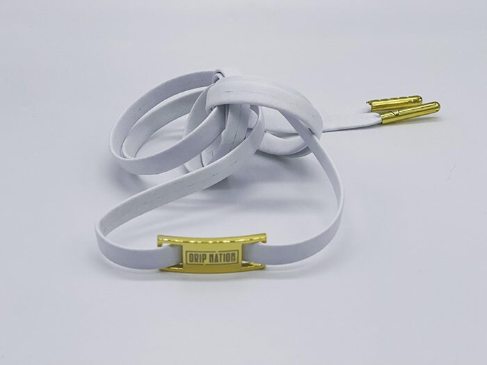 Leather Laces Luxurious White With Gold Tips - Count Dripula Custom ...