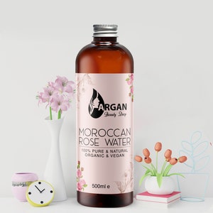 Pure Moroccan Rose Water Energizing Toner Vegan Cleanses Skin Hair Conditioner 100% Natural Rose Water Toner Pure Organically Sourced