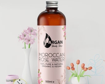 Pure Moroccan Rose Water Energizing Toner Vegan Cleanses Skin Hair Conditioner 100% Natural Rose Water Toner Pure Organically Sourced