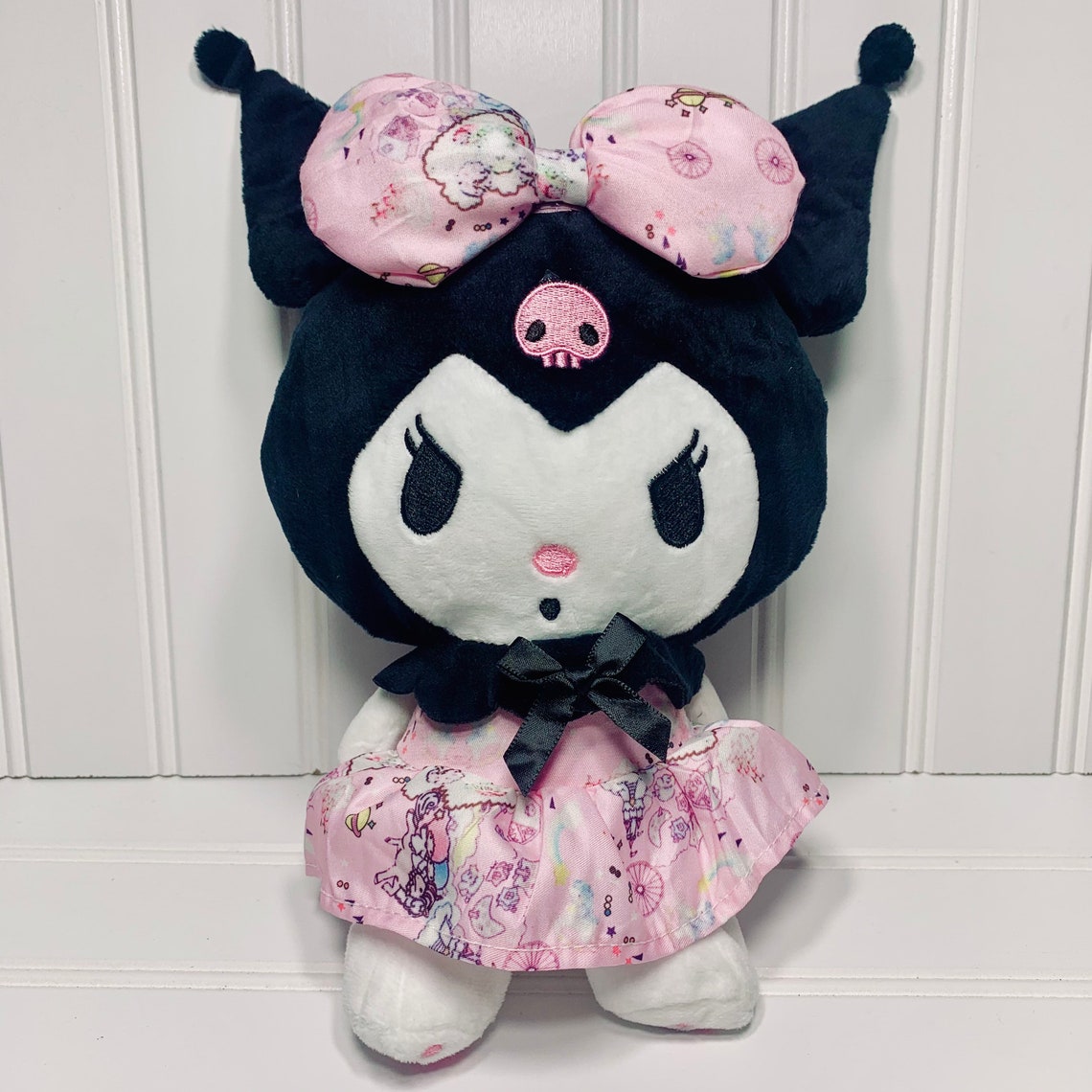 Kuromi Sanrio Plushy Pink Dress Plush Doll Goth Plush 11 Gift Etsy