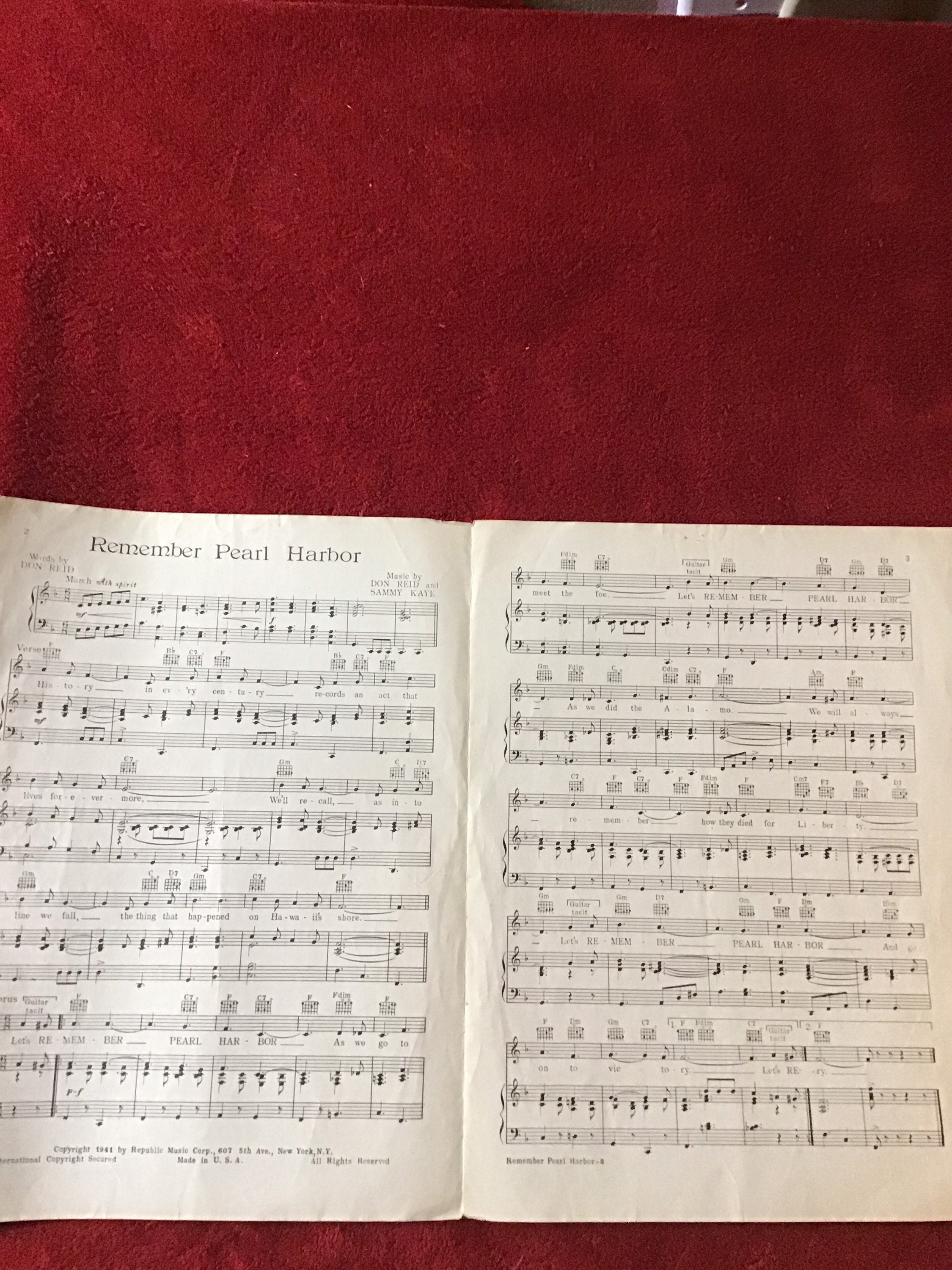 Remember Pearl Harbor Sheet Music Etsy