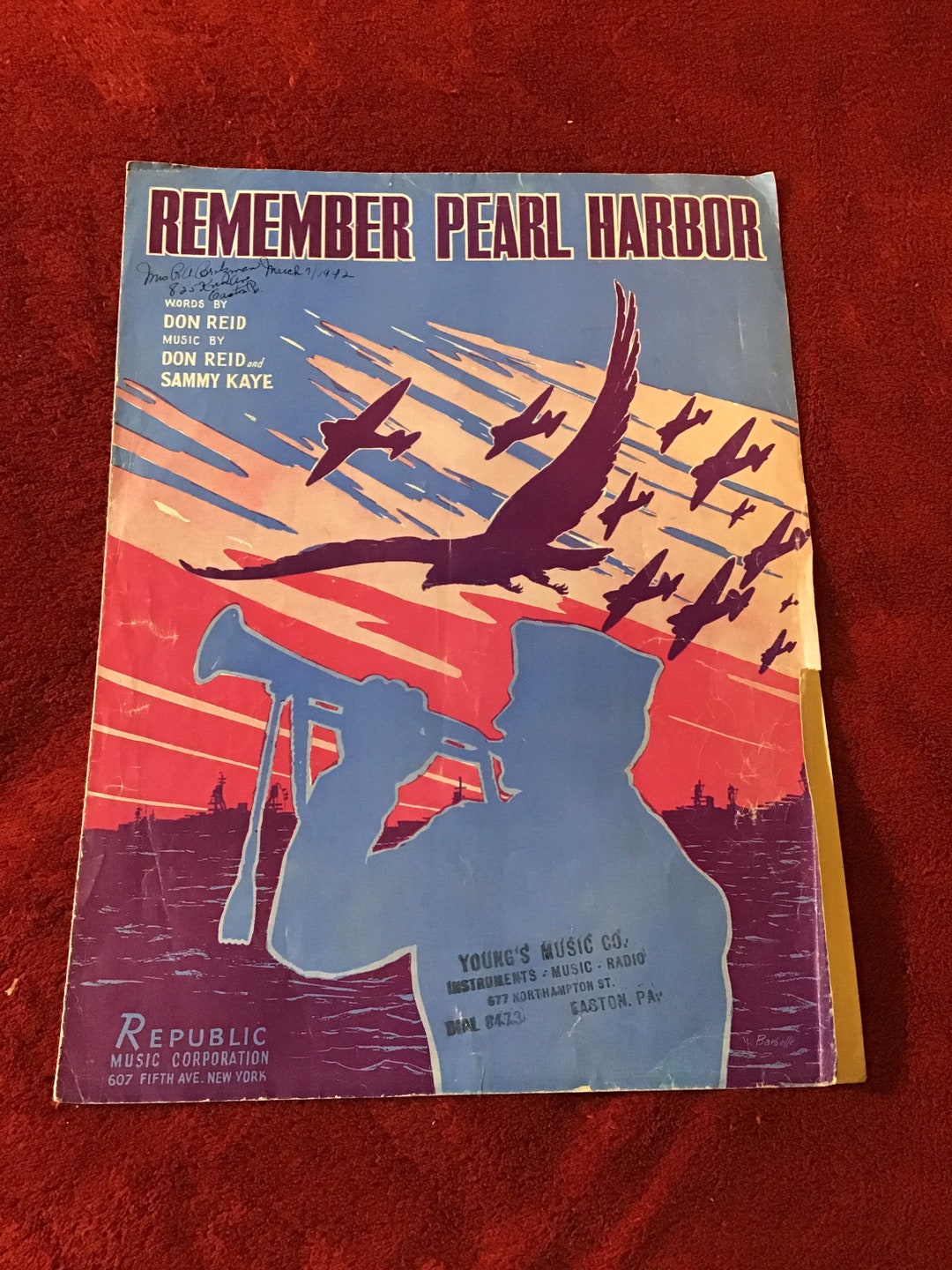 Remember Pearl Harbor Sheet Music Etsy