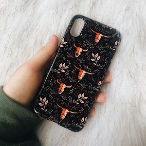 Schädel & Blume - iPhone 14, 15, 16 Hülle, Pro/Max/Plus, Snap Case oder Tough Schutzhülle, Western, Schädel, Southwest