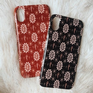 Kaktusblüte schwarz - iPhone 14, 15, 16 Hülle, Pro/Max/Plus, Snap Case oder Tough Schutzhülle, Western, Southwestern, Boho, Kaktus, Floral