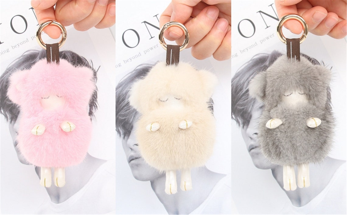 Mini Sheep Keychain Fur Key Ring Woman Bag Charm Sheep Etsy