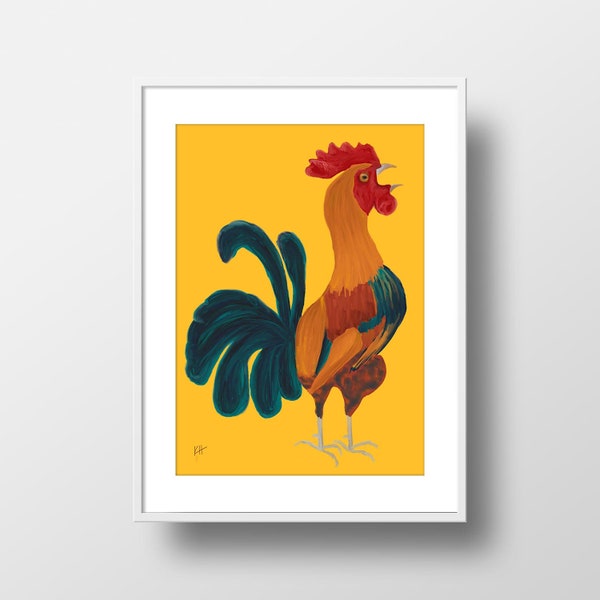 Rooster Decor - Rooster Art Print - Wake Up Call - Wall Decor Rooster - Farmhouse Decor Kitchen - Farm Decor - Farm House Rooster Wall Art