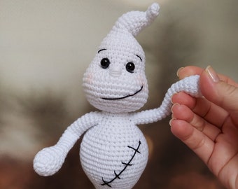 Crochet ghost plush, spooky creation, stuff amigurumi doll, funny cute ghost, handmade knit spirit, Halloween gift, toy for kids, fall decor