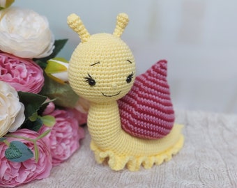 Snail plush crochet, stuffed cute amigurumi