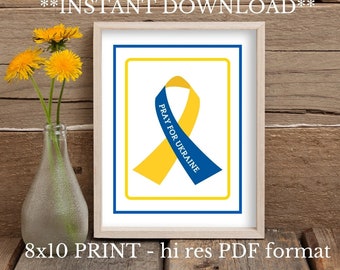 Pray for Ukraine, yellow and blue colours of flag ribbon, Ukrainian art, I love Ukraine, Ukrainian symbol of freedom, instant download file