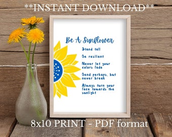 Be sunflower , blue and yellow colours of Ukrainian flag, Ukrainian art, I love Ukraine, Ukrainian sellers, instant download media file