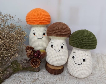 Crochet mushroom plush, cute amigurumi, kawaii plushie, soft handmade doll, knit mushroom man, autumn decor, gift for kid, from Ukraine