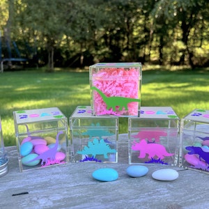 Dinosaur Party Favor Candy Container: Dino Birthday Decoration (2&quot;x2&quot;x2&quot;)