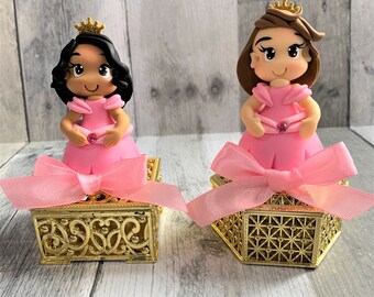 Handmade Polymer Clay Princess Candy Container: Royal Party Favor