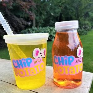 Chip and Potato Water Bottle/Chip and Potato Juice Bottle/Chip and Potato Birthday Party/Chip and Potato Table Decoration/Chip Potato Favors