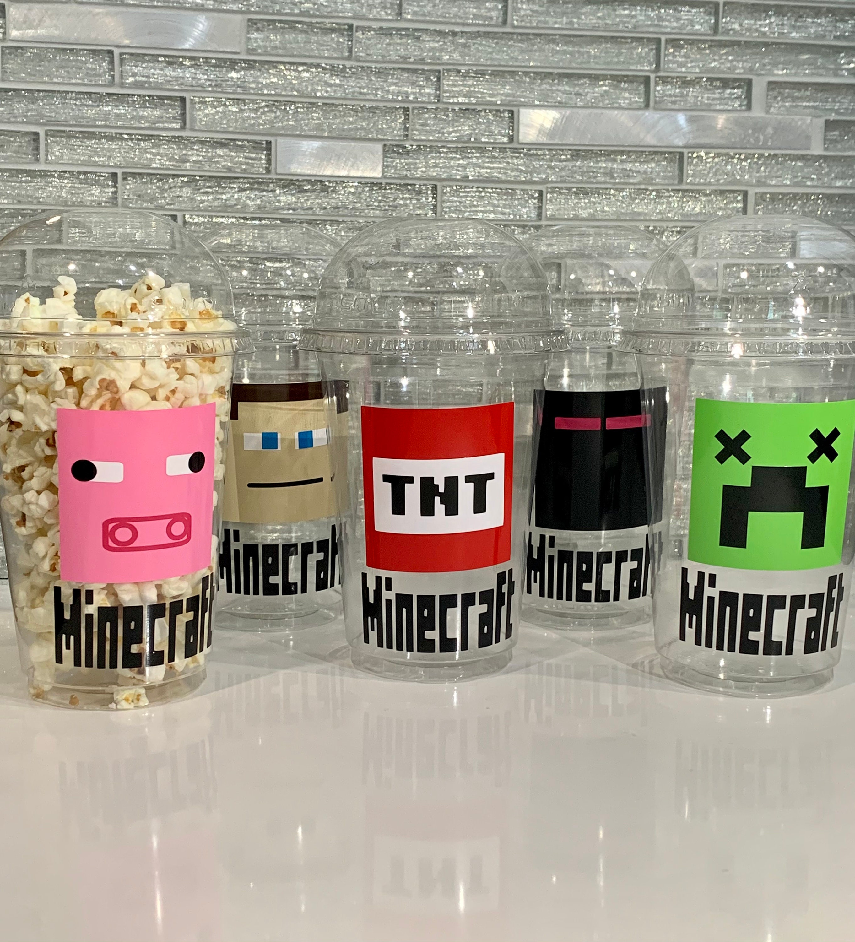 Minecraft Popcorn Cup/Minecraft Birthday Party/Gamer Birthday/Minecra…