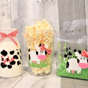 Cow Birthday Party/Cow Party Supplies/Cow Goody Bag/Farm Birthday/Farm Treat Bag/Farm Animal Cups/Farm Water Bottle/Barnyard Party Supplies