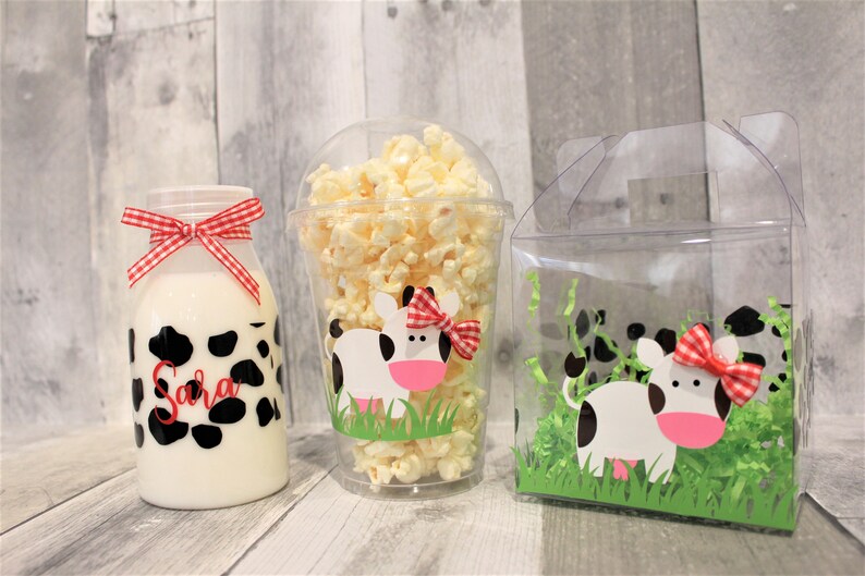 Cow Print Water Bottle / Cow Milk Bottle / Cow Birthday Decoration / image 2