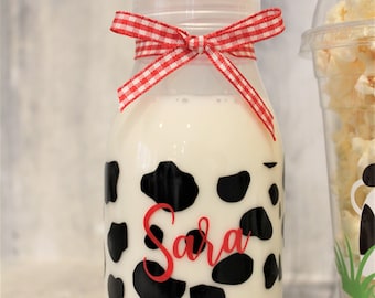 Cow Print Water Bottle / Cow Milk Bottle / Cow Birthday Decoration /