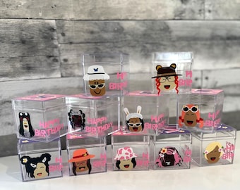 Girl Gamer Birthday Favor Box: Pink Character Candy Container (Set of 5)