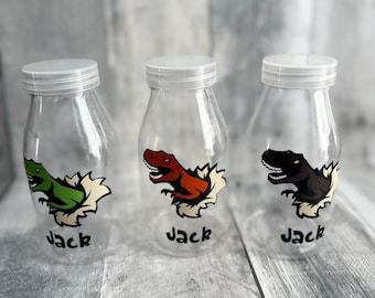 Personalized Dinosaur Water Bottle with Straw: Dino Party Favor