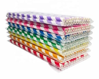 Striped Paper Straws: Party Decor - 25 Pack