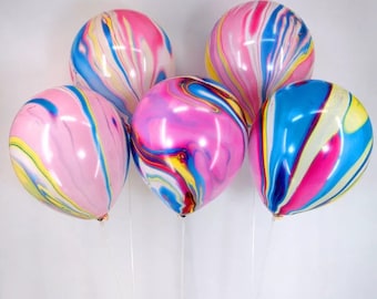 12" Rainbow Marble Balloon (set of 7)