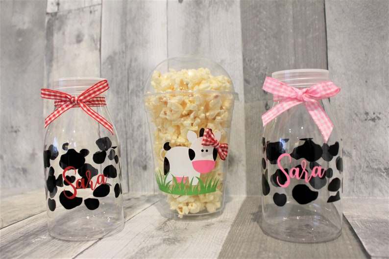 Cow Print Water Bottle / Cow Milk Bottle / Cow Birthday Decoration / image 4