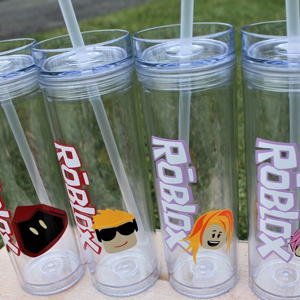 16oz Roblox Skinny Tumbler Straw/Girl Roblox Party Favor/Girl Roblox Birthday Party/Roblox Party Favor/Roblox Goody Bag/Roblox Party Supply