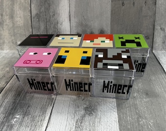 Mine gamer party favor cube: Video game birthday decoration (Set of 5)