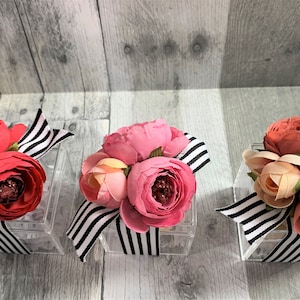 Pink Silk Peony Flower Candy Container/Quinceanera Decoration/Bridal Shower Favor/Wedding Table Decor/Wedding Goody Bag/Wedding Treat Bag